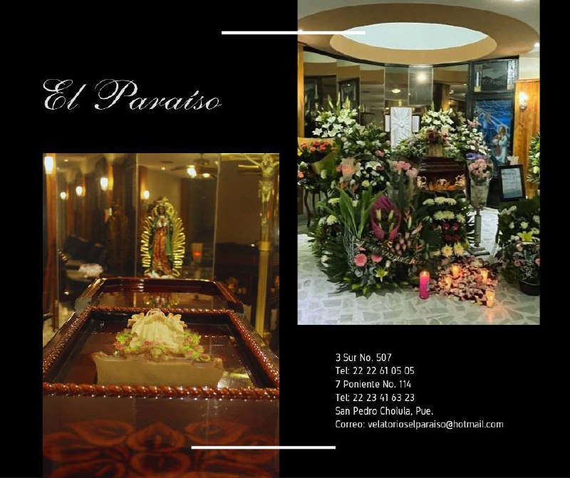 Ataúd y arreglos florales